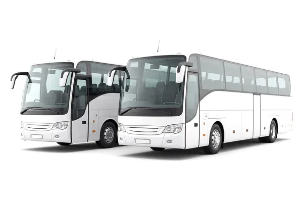 Dos autobuses blancos juntos